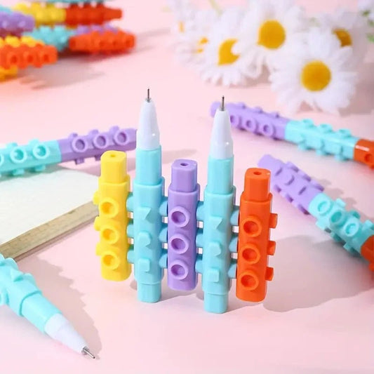 Colorful Lego pen set by NIYO TOYS, ideal for creative kids, age 5+, for fun writing and drawing
