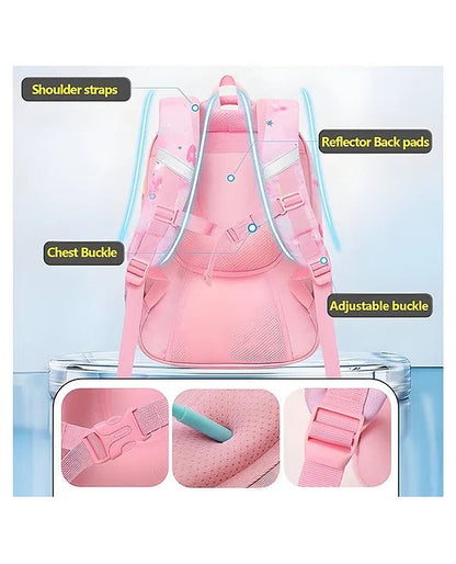 Pink NIYO TOYS backpack multi pocket with adjustable straps, ideal for kids age 3 and up, perfect for school or travel