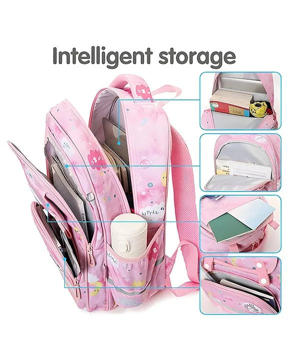 Pink NIYO TOYS backpack multi pocket designed for kids with intelligent storage for school and daily use