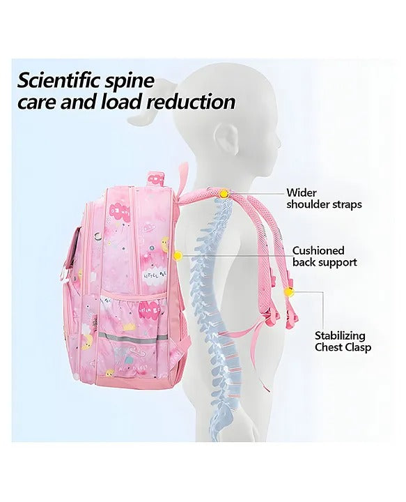 Pink NIYO TOYS backpack multi pocket designed for kids with cushioned support and stabilizing chest clasp