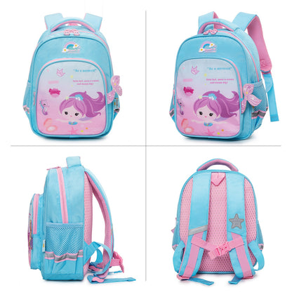 Little Mermaid backpack in blue and pink for kids, perfect for school or play, age 3 and up