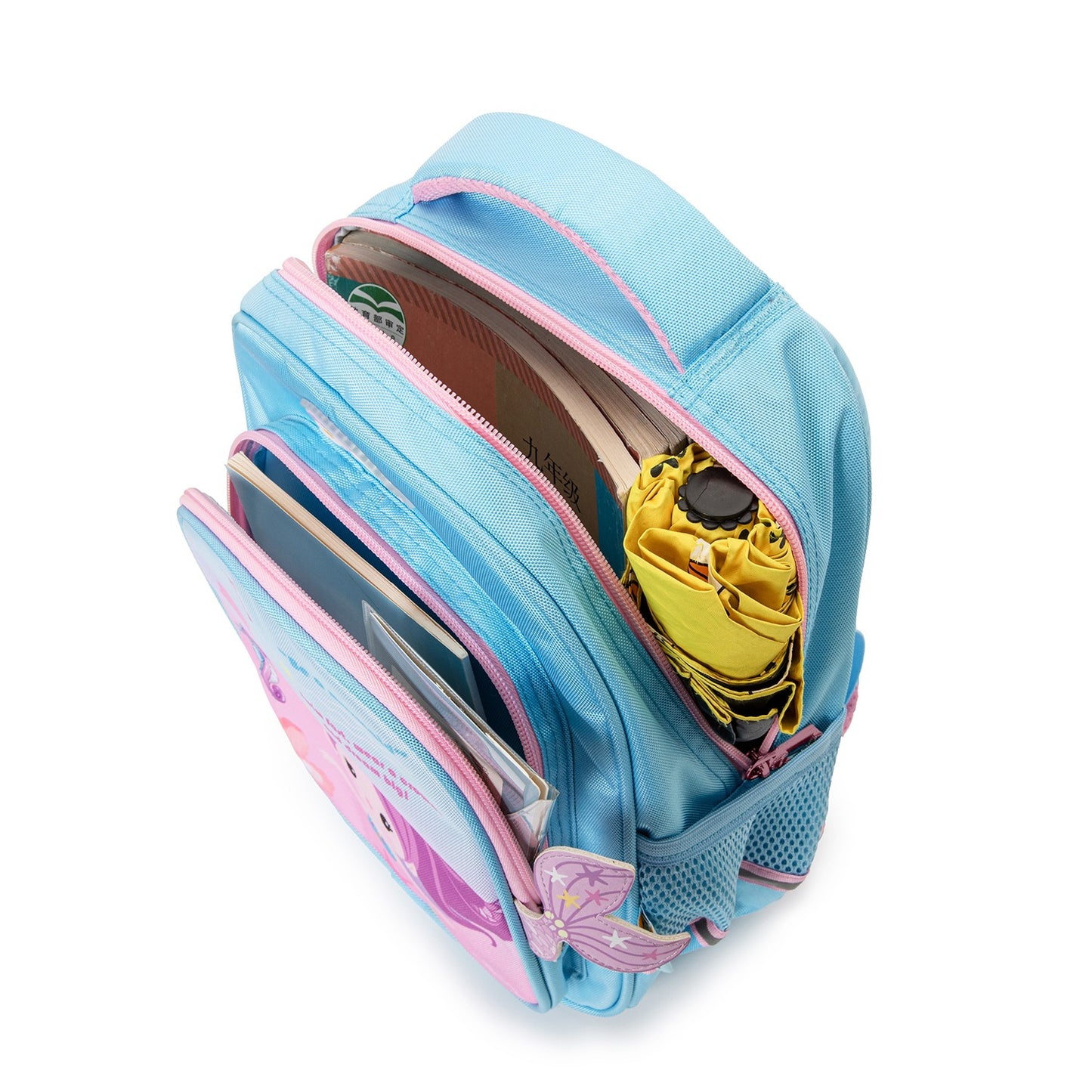 Light blue little mermaid backpack for kids, ideal for school and everyday adventures
