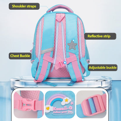Little Mermaid backpack in pink and blue with adjustable straps, suitable for kids age 3 and up