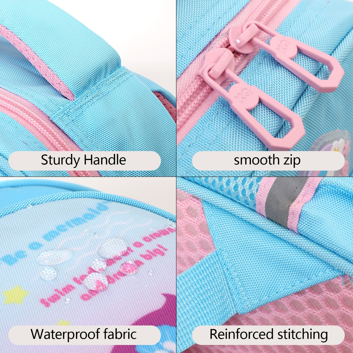 Little Mermaid backpack in blue with waterproof fabric and sturdy handle for kids age 3 and up