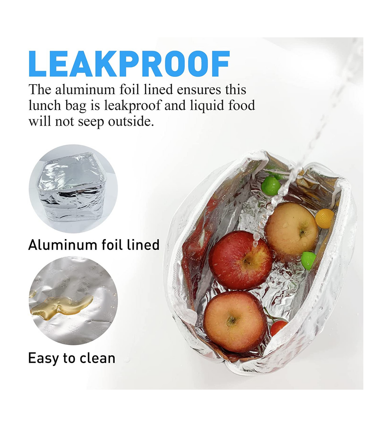 Leakproof NIYO TOYS lunch bag with aluminum foil lining, ideal for kids and easy to clean