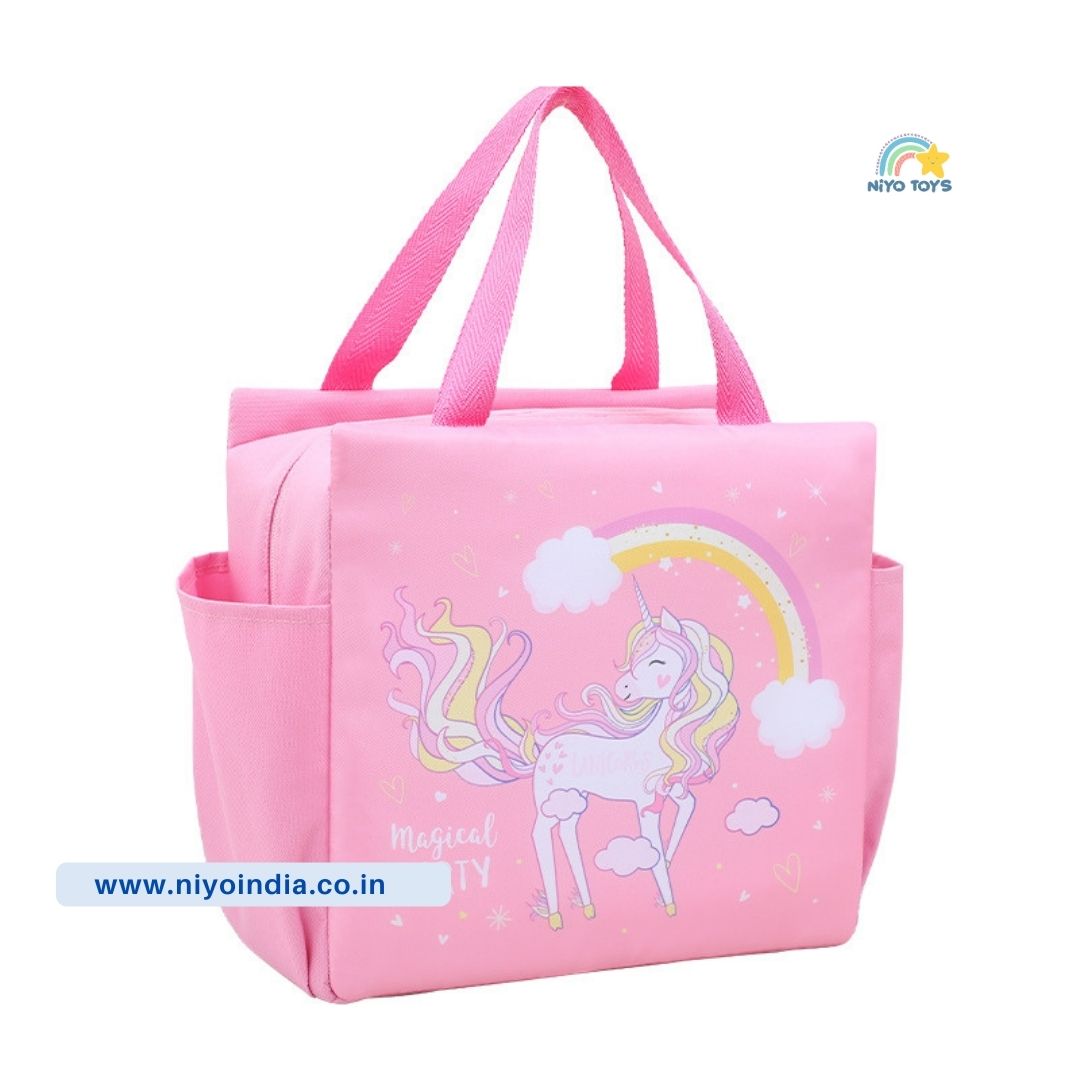 Pink unicorn lunch bag Stanley from NIYO TOYS, perfect for kids age 3 and up, ideal for school or outings