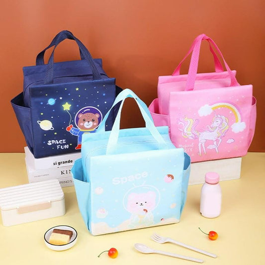 NIYO TOYS lunch bag stanley in blue with space design, perfect for kids age 3+ for school lunches