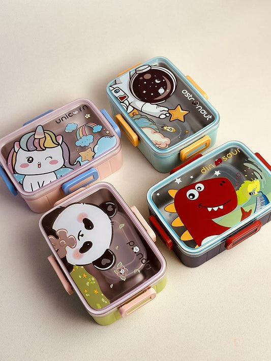 Set of NIYO TOYS Lunch Boxes in Fun Designs with Unicorn, Panda, Dinosaur, and Astronaut Themes