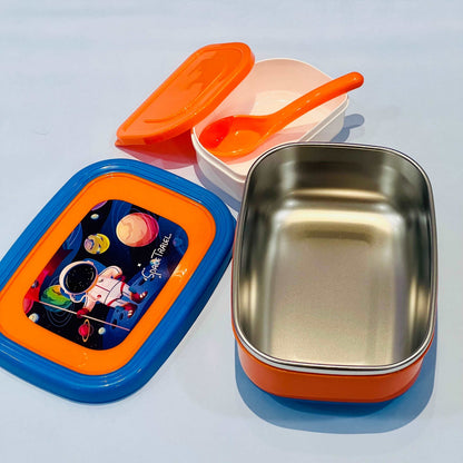 NIYO TOYS lunchbox cute in orange and blue with space design, perfect for kids age 3+