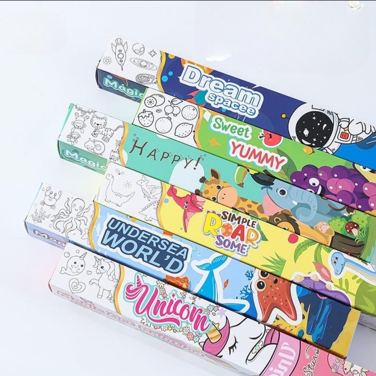 Colorful return gift boxes from NIYO TOYS with fun themes for kids aged 3 and up