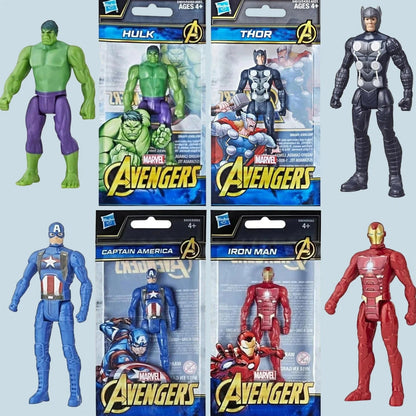 Marvel Legends action figures set including Hulk, Thor, Captain America, and Iron Man for ages 4 and up