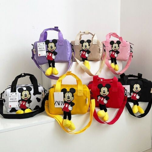 Colorful NIYO TOYS sling bags featuring Mickey Mouses design, suitable for children age 3+ for daily use
