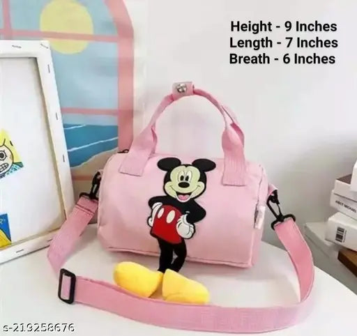 Pink NIYO TOYS sling bag featuring Mickey Mouses, ideal for kids ages 3 and up, perfect for casual outings.