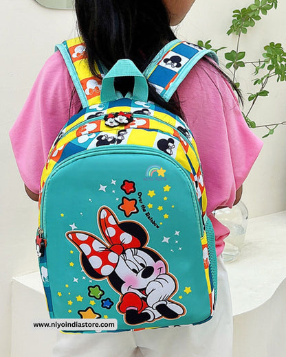 Minnie Mouse school bag for girls with colorful design and adjustable straps