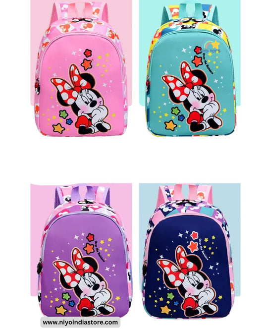 Colorful Minnie Mouse school bag for girls with fun star designs and adjustable straps