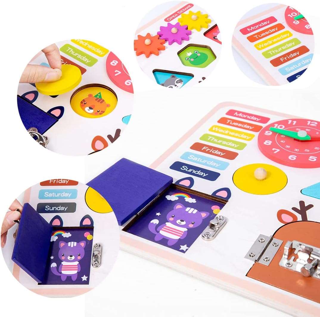 NIYO TOYS Interactive Learning Board with Shapes, Colors, and Days for Montessori toys for toddlers