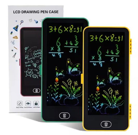 NIYO TOYS multi-functional LCD drawing tablet in green and yellow, age 4+, perfect for school art projects