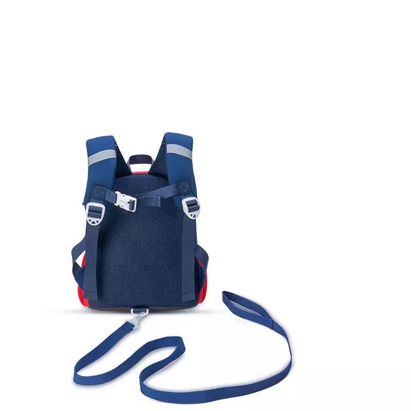 Blue 3D dino backpack for kindergarten with adjustable straps and breathable material