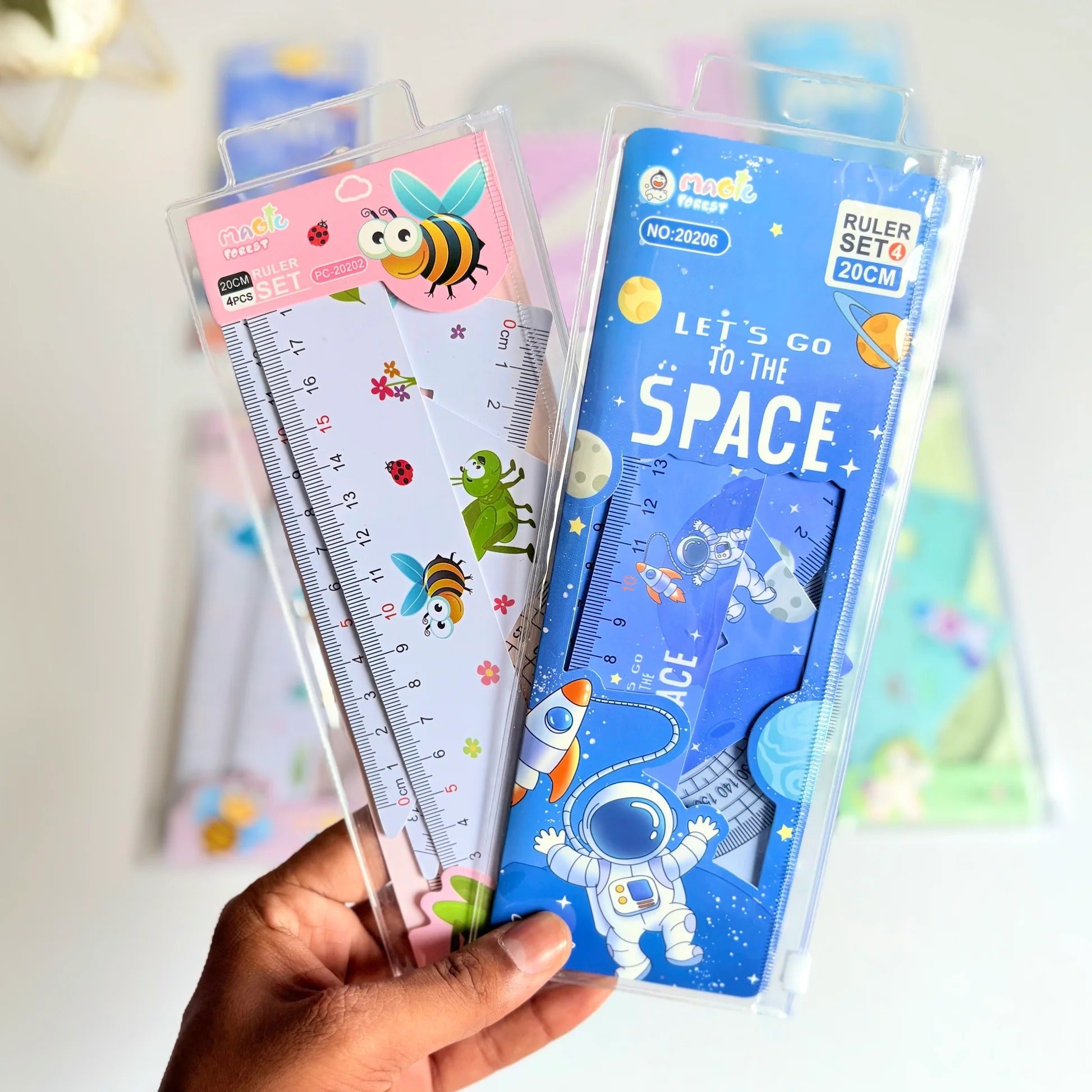NIYO TOYS return gift sets with 20cm rulers featuring space and insect themes for kids