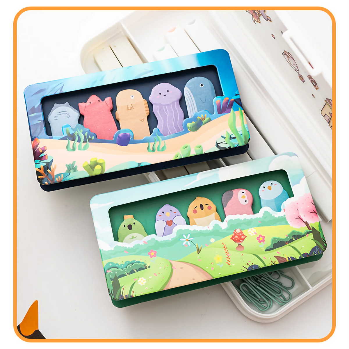 Colorful decorative stickers from NIYO TOYS featuring cute sea creatures, ideal for kids ages 5+, for creative projects and sticky notes post it