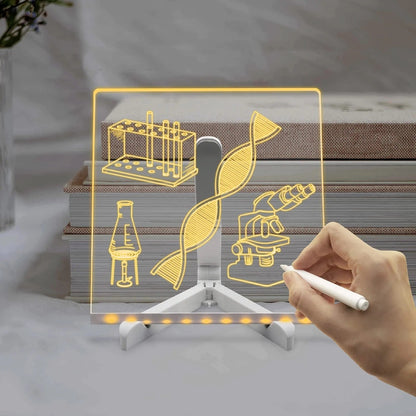 NIYO TOYS LED Board displaying science illustrations with a hand drawing using a stylus