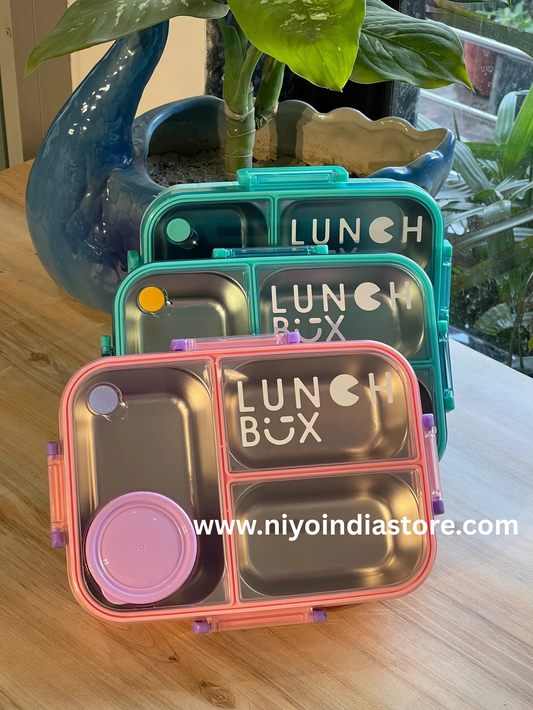 Colorful Niyo Toys box lunch with compartment sections, ideal for kids ages 3+ for school or picnics