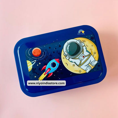 NIYO TOYS Kids Travel Snack Container Lunch Box with Colorful Space Theme and Astronaut Design