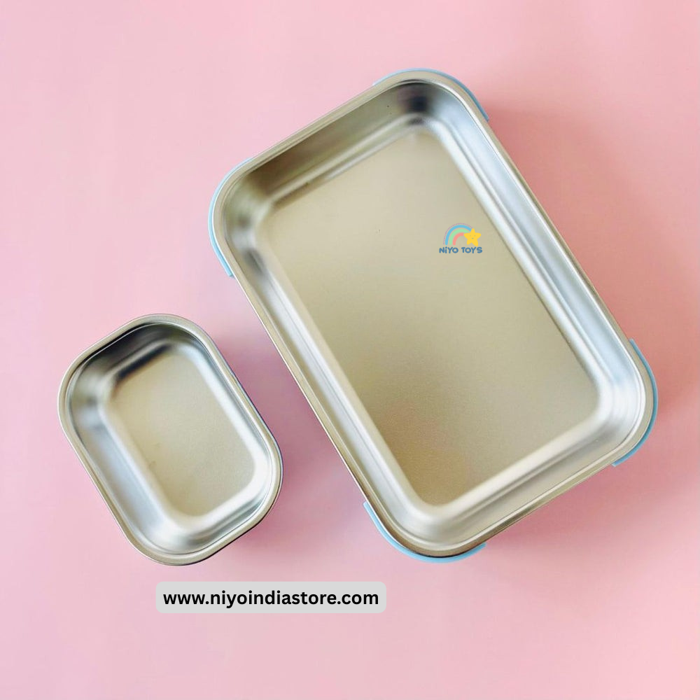 NIYO TOYS kids travel snack container lunch box set in stainless steel for convenient on-the-go meals