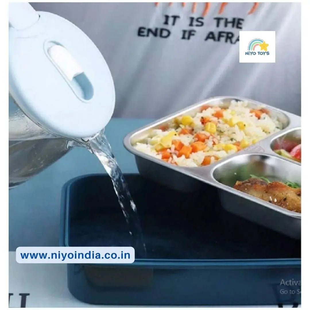 NIYO TOYS leakproof stainless steel lunch box with compartments for various food items