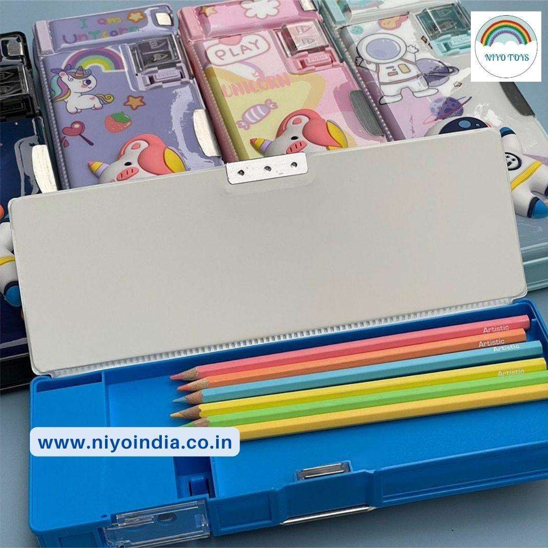 Colorful NIYO TOYS stationery kit with pencils, fun birthday gift ideas for kids, age 5+.