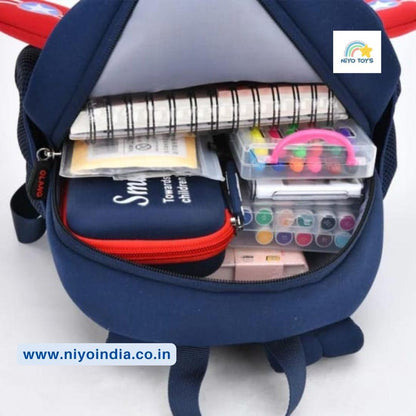 NIYO TOYS 3D airplane backpack for kids with spacious interior for school supplies