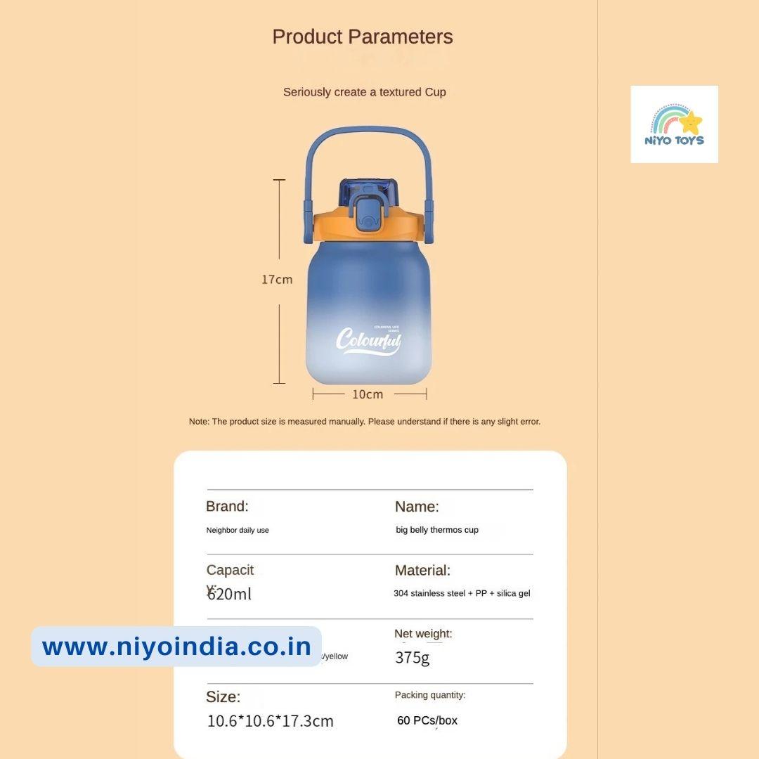 NIYO TOYS 620ml double drink bottle blue with textured cup design and carrying handle