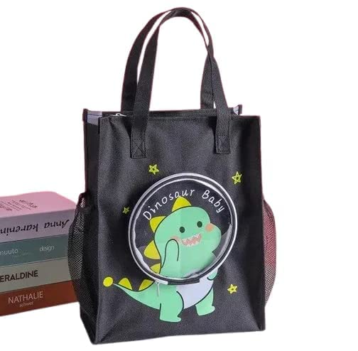NIYO TOYS Dinosaur Baby School Bag in Black with Colorful Dinosaur Design and Side Pockets