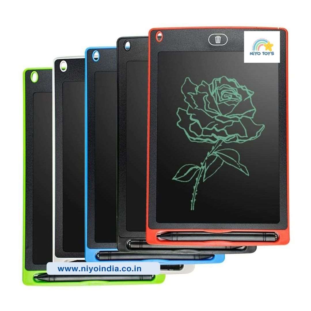 Colorful NIYO TOYS digital drawing tablet gift for kids featuring a rose design with a stylus