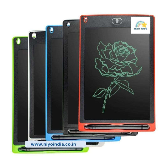 Colorful NIYO TOYS digital drawing tablet gift for kids featuring a rose design with a stylus