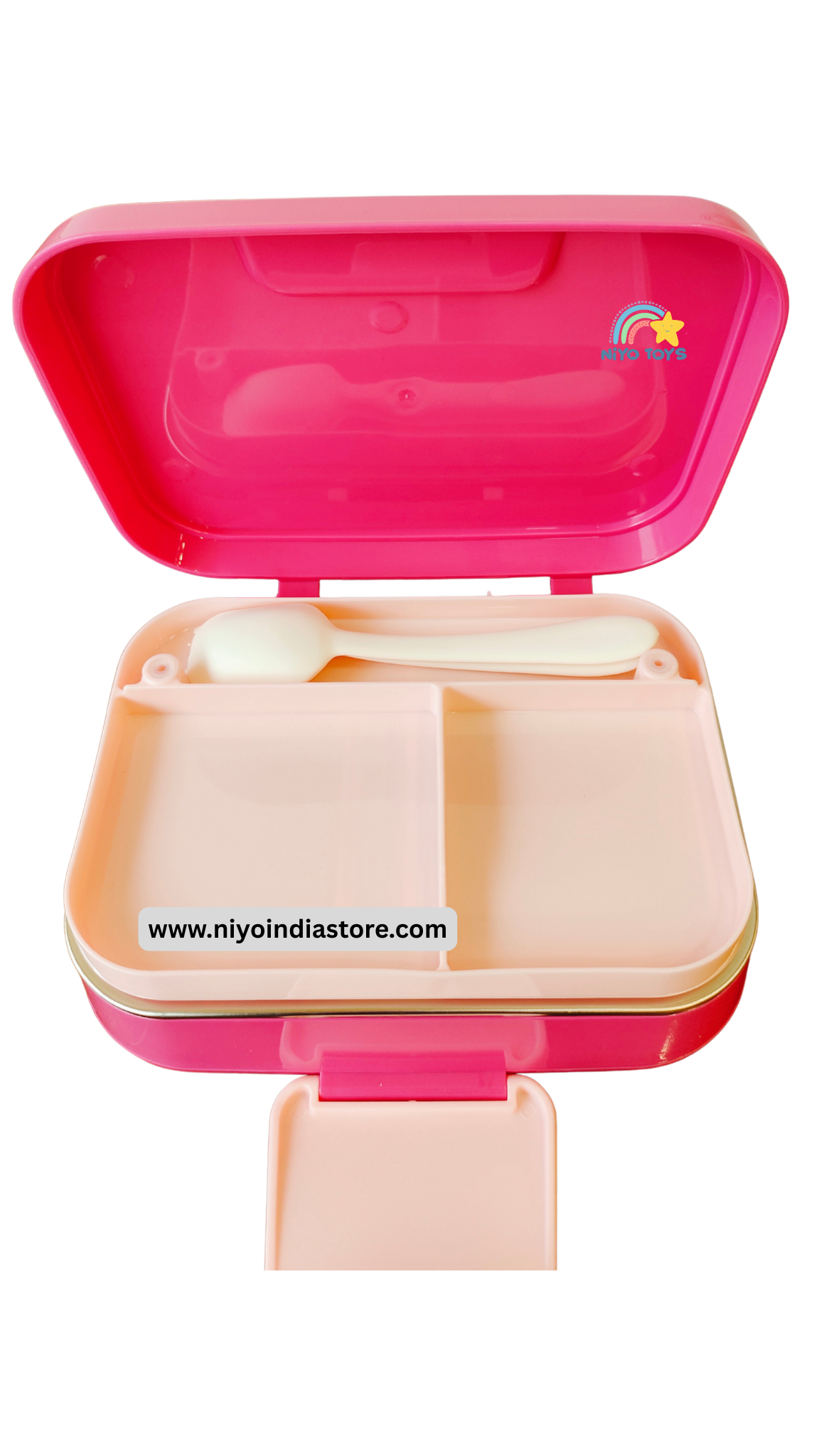 NIYO TOYS double-layer lunch box for school with divided compartments and included spoon
