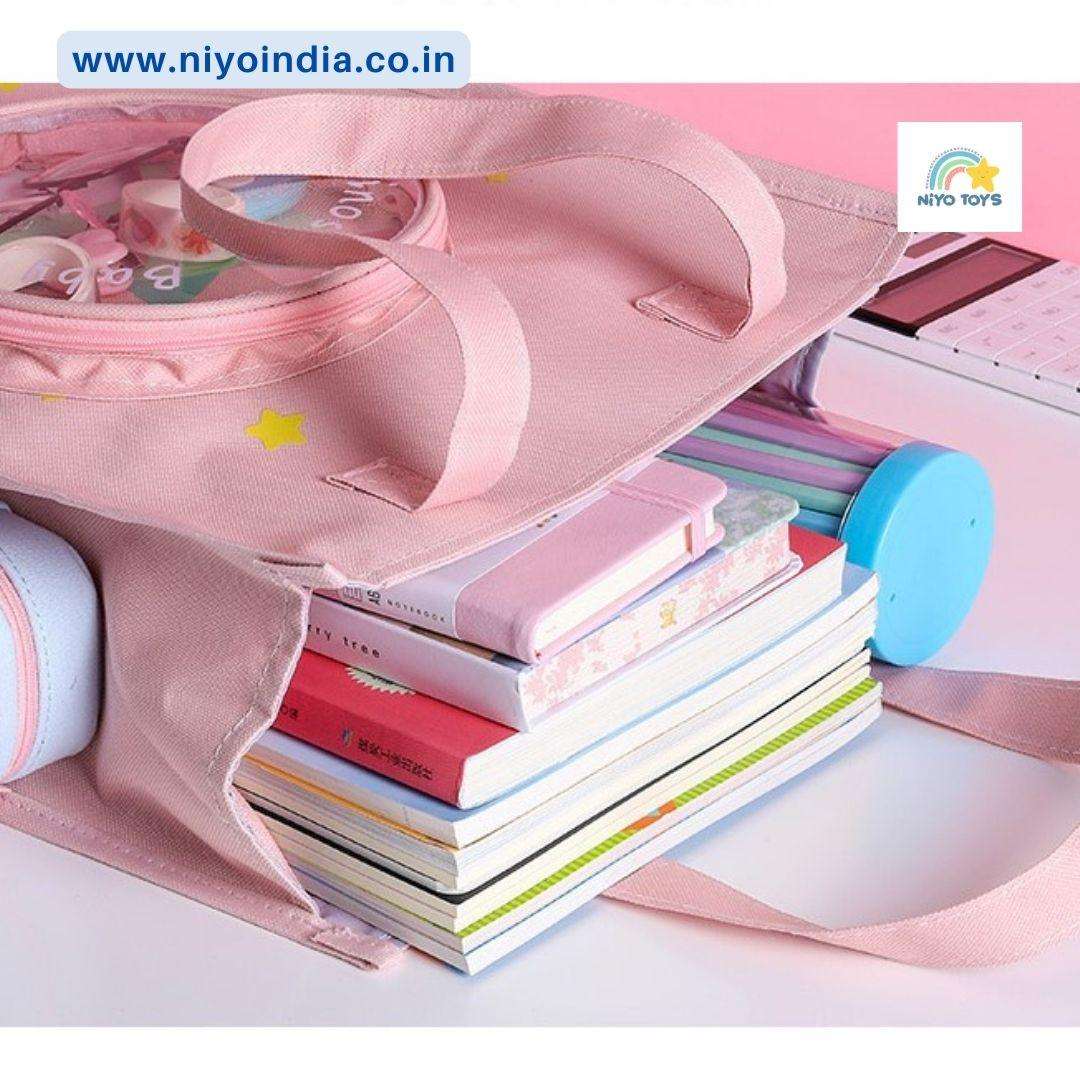 NIYO TOYS Pink School Bag with Spacious Compartments for Books and Supplies