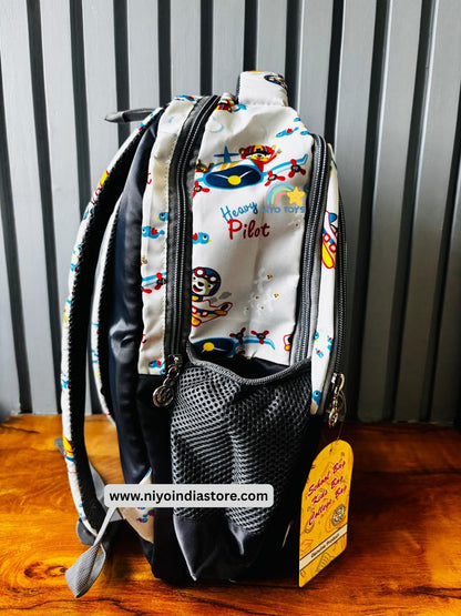 NIYO TOYS Teddy Bear Backpack for kids featuring playful pilot design and durable material
