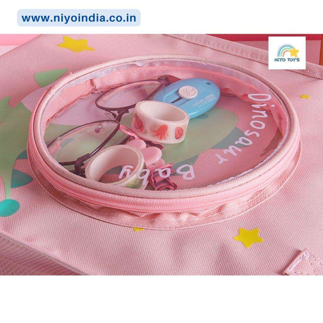 NIYO TOYS Pink School Bag with Clear Top Pocket for Easy Access to Supplies