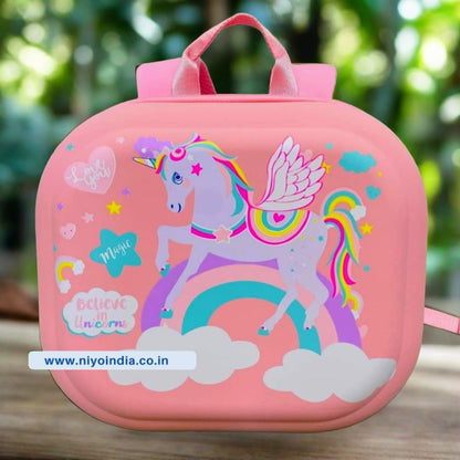 NIYO TOYS Pink Unicorn School Bag with Colorful Design and Rainbow Graphics for Kids