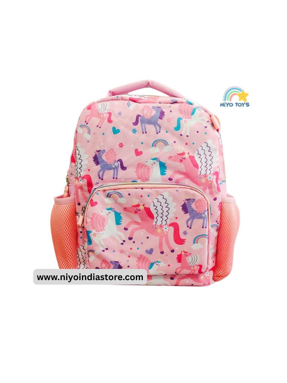 NIYO TOYS vest kids backpacks 13 inch decorated with colorful unicorns and hearts