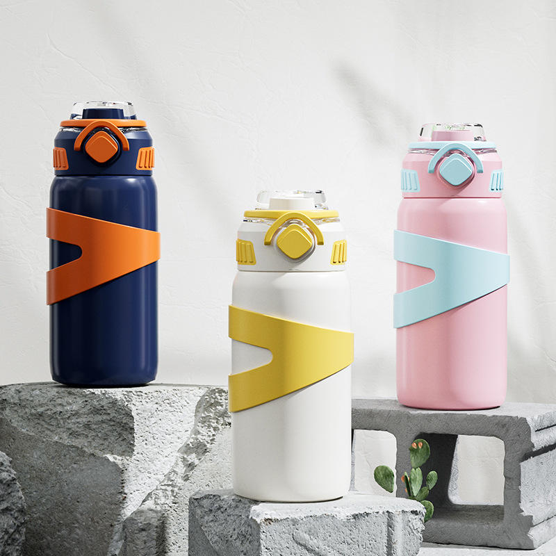 NIYO TOYS stainless steel drinks bottle in navy, white, and pink for kids ages 3 and up, perfect for outdoor use