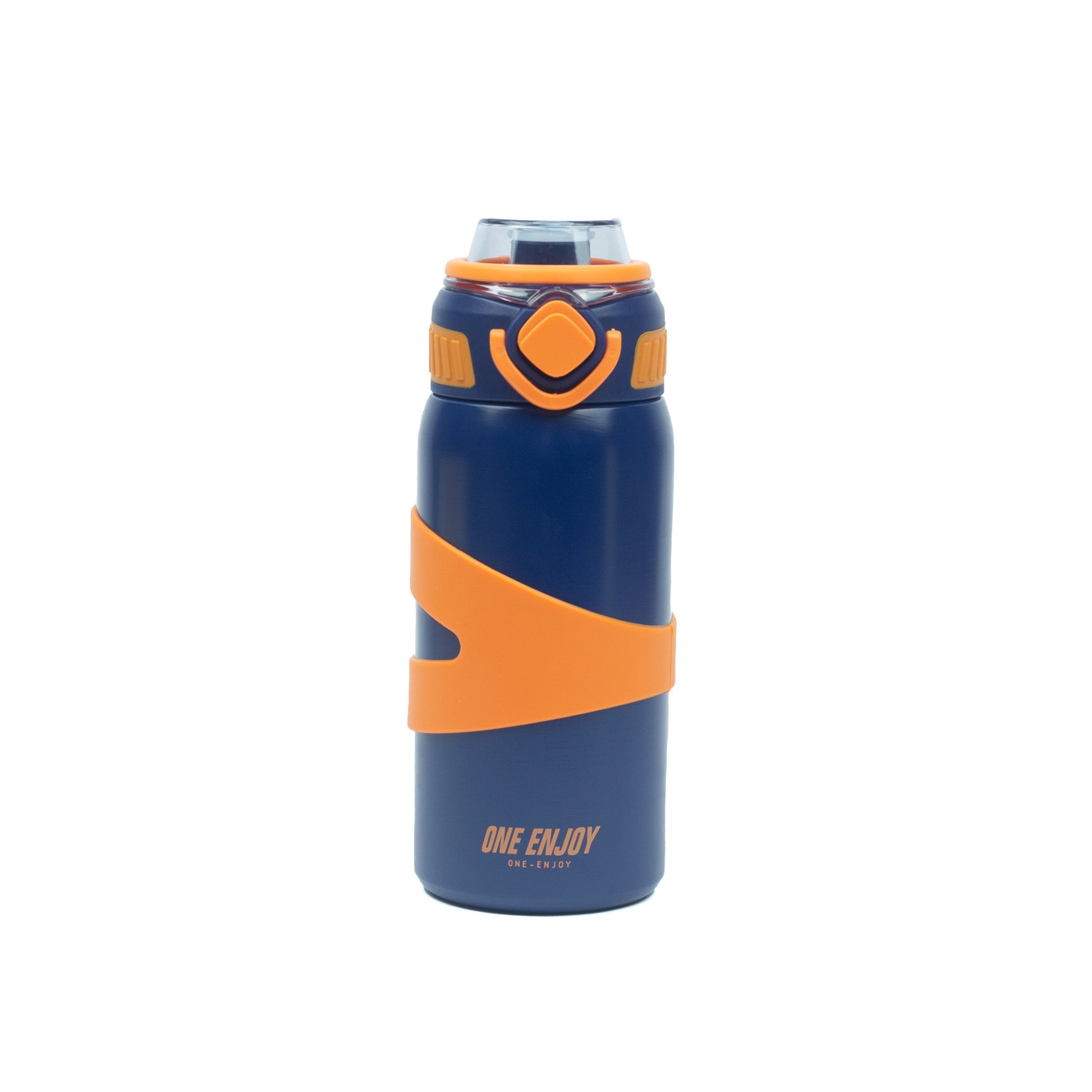 Blue and orange NIYO TOYS stainless steel drinks bottle for kids, perfect for outdoor activities