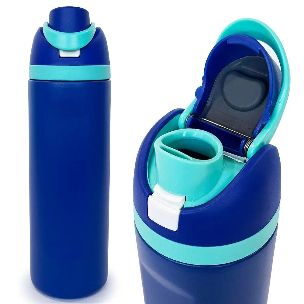 Owala water bottle in blue and teal, perfect for kids aged 3+, ideal for school and outdoor activities