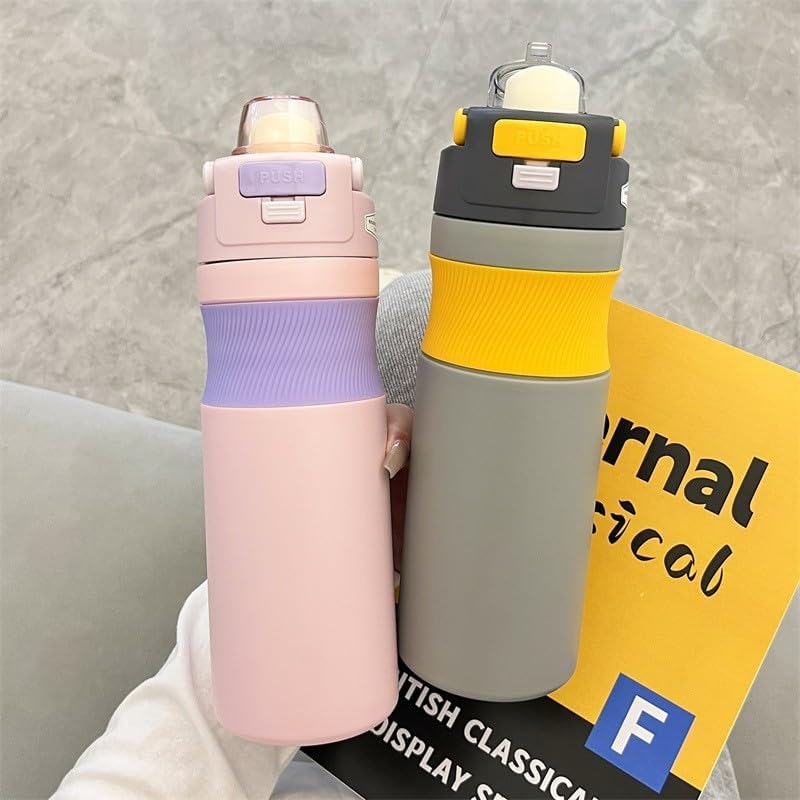 Owala water bottle set in pink and grey, perfect for kids age 3+, ideal for school and outdoor activities