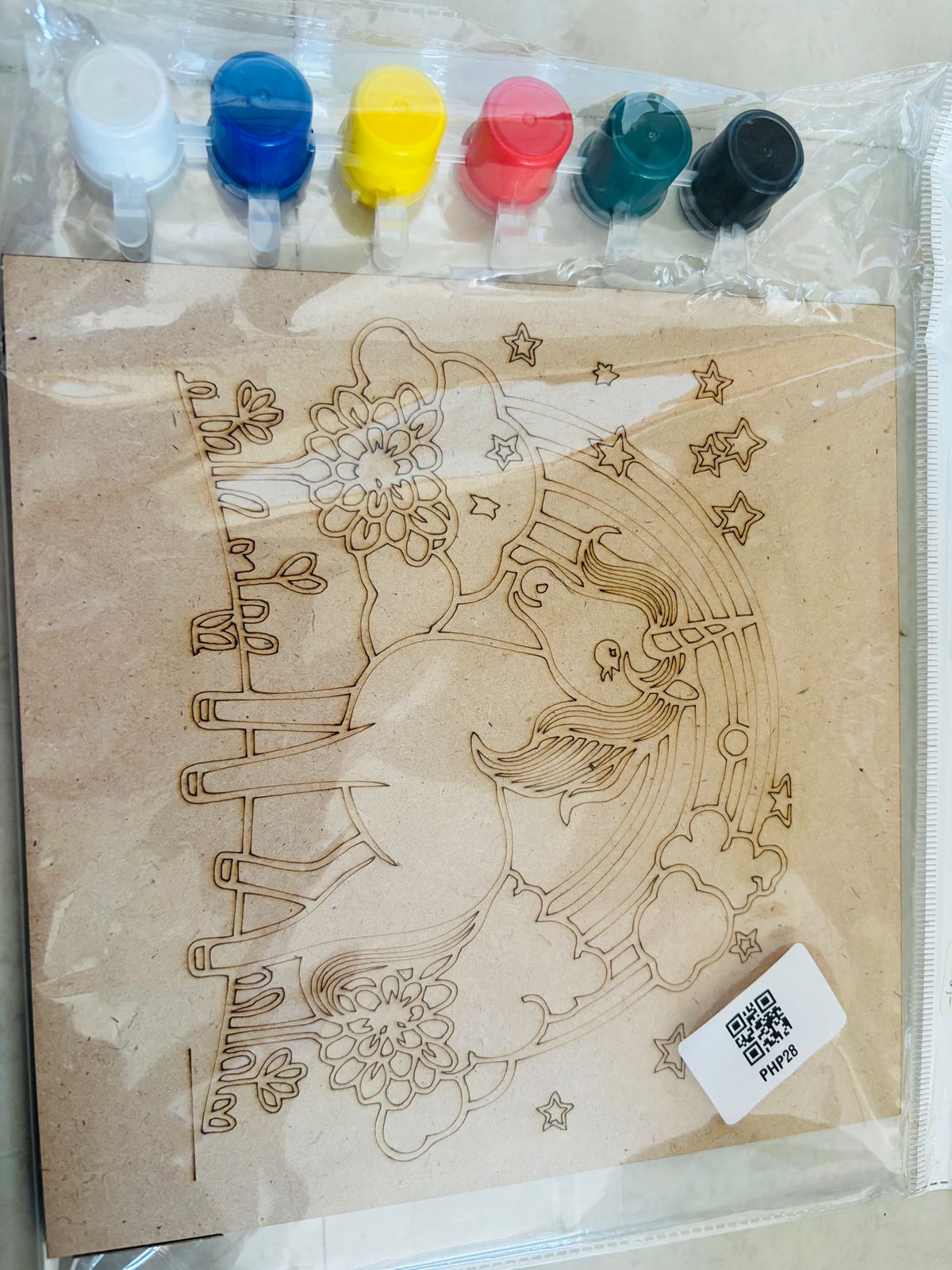 Painting kit featuring a unicorn design, includes six paint colors for Sherwin Williams, ages 4 and up