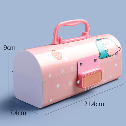NIYO TOYS password lock pencil case for kids in pink with cute designs and secure lock feature