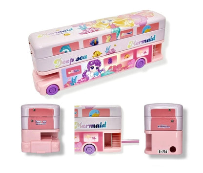 Pink mermaid-themed pencil box pouches for kids, ages 3+, ideal for school supplies.