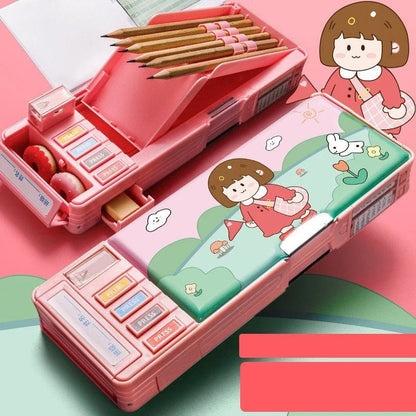 NIYO TOYS pink pencil box pouches for kids featuring a cute character and compartments for school supplies