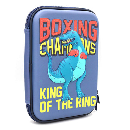Blue dinosaur-themed pencil case, age 5+, perfect for school supplies and organization